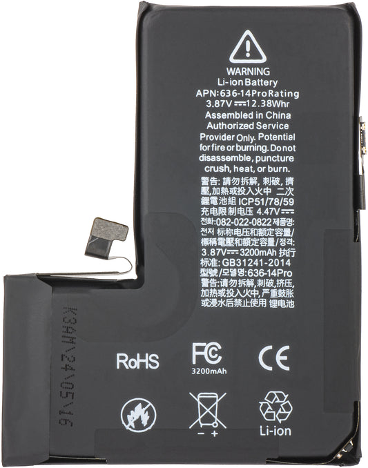 Apple iPhone 14 Pro battery with Flex Band BMS integration (no contact welding required)