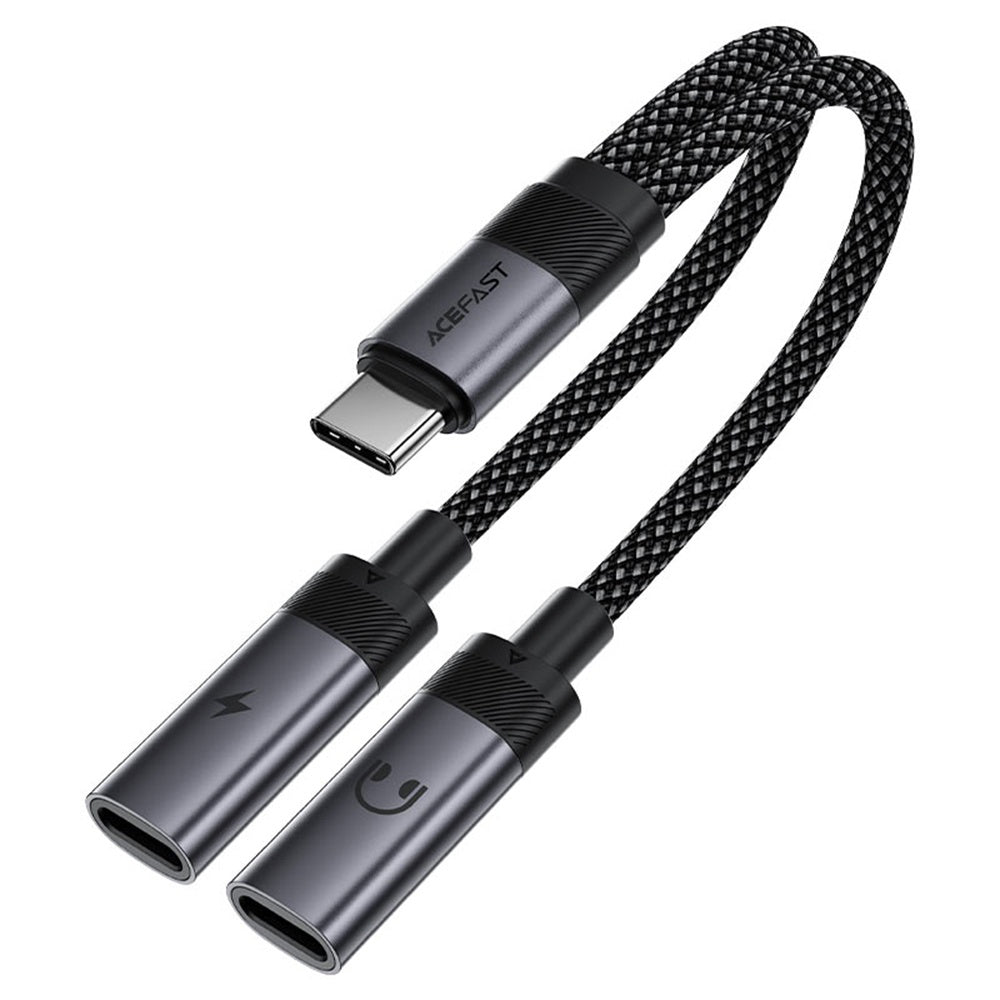 USB-C Audio Adapter - 2 x USB-C Acefast J14, Black