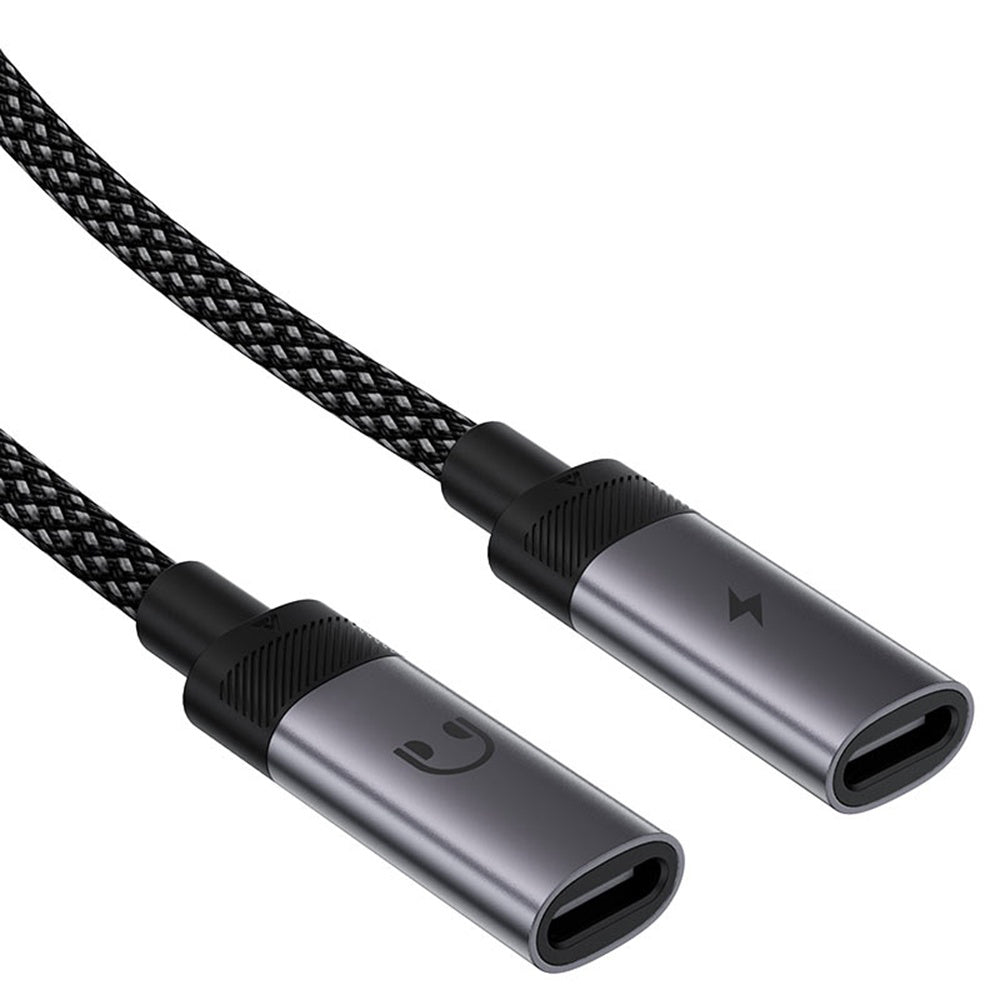 USB-C Audio Adapter - 2 x USB-C Acefast J14, Black