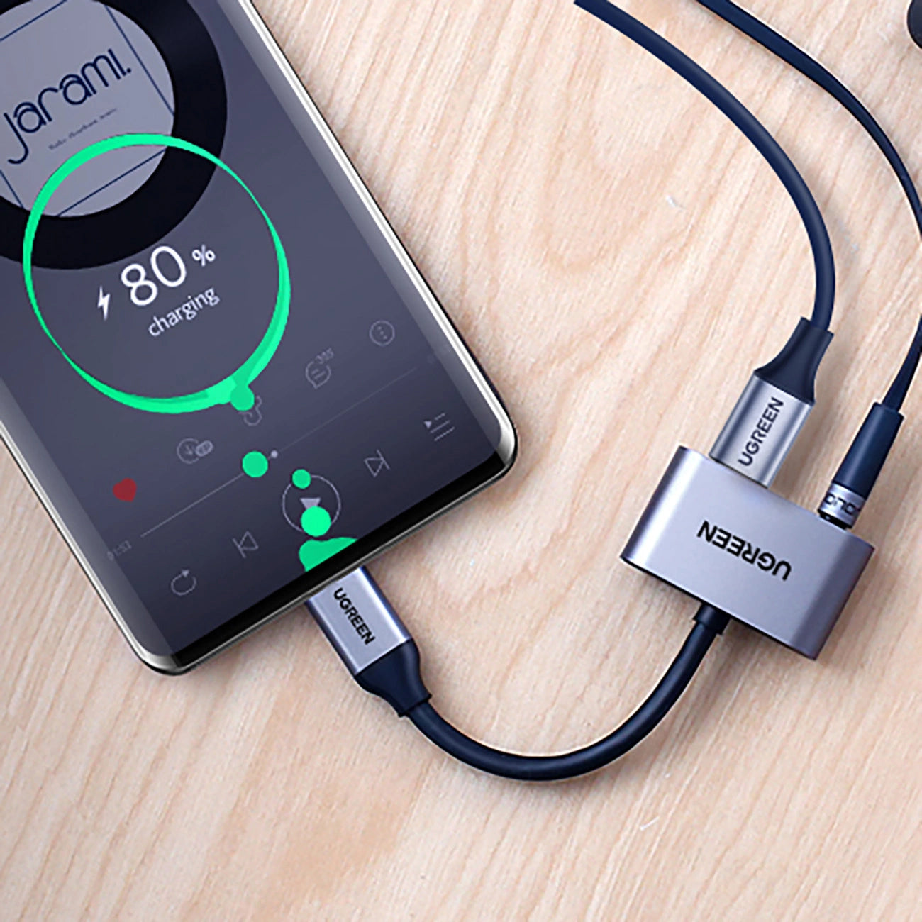 USB-C to 3.5mm / USB-C UGREEN CM193 Audio Adapter, Gray