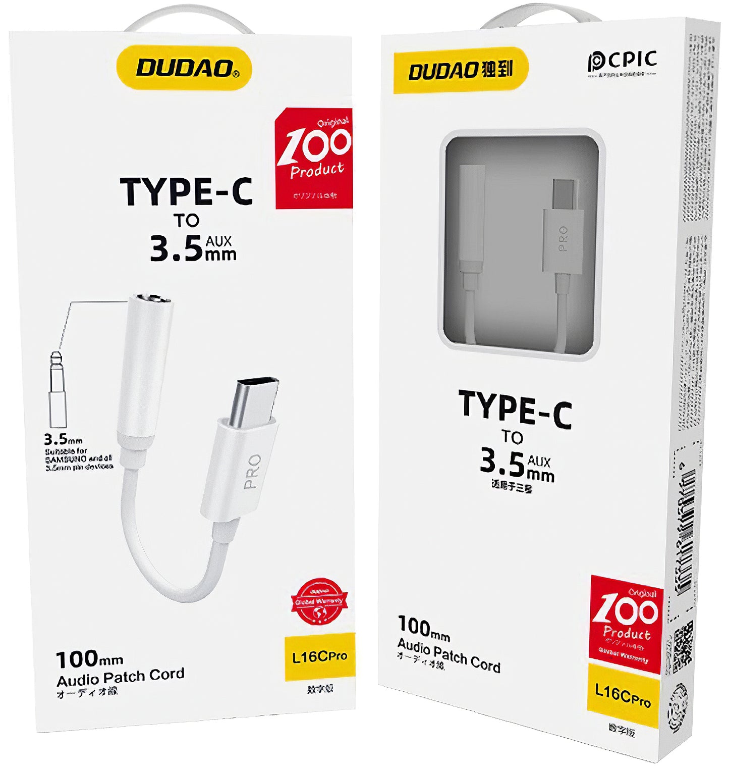USB-C to 3.5mm Audio Adapter Dudao L16CPro, White