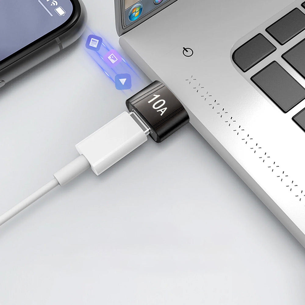 USB-C to USB-A Data and Charging Adapter Techsuit A7 HyperPort, Black Orange