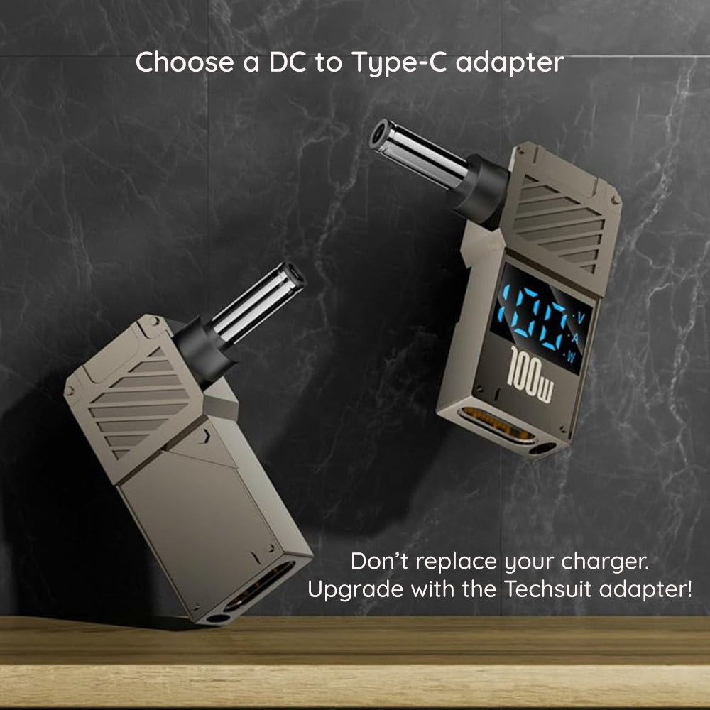 Techsuit LaptopPlugX A22 Charging Adapter, DC - USB-C, Gray
