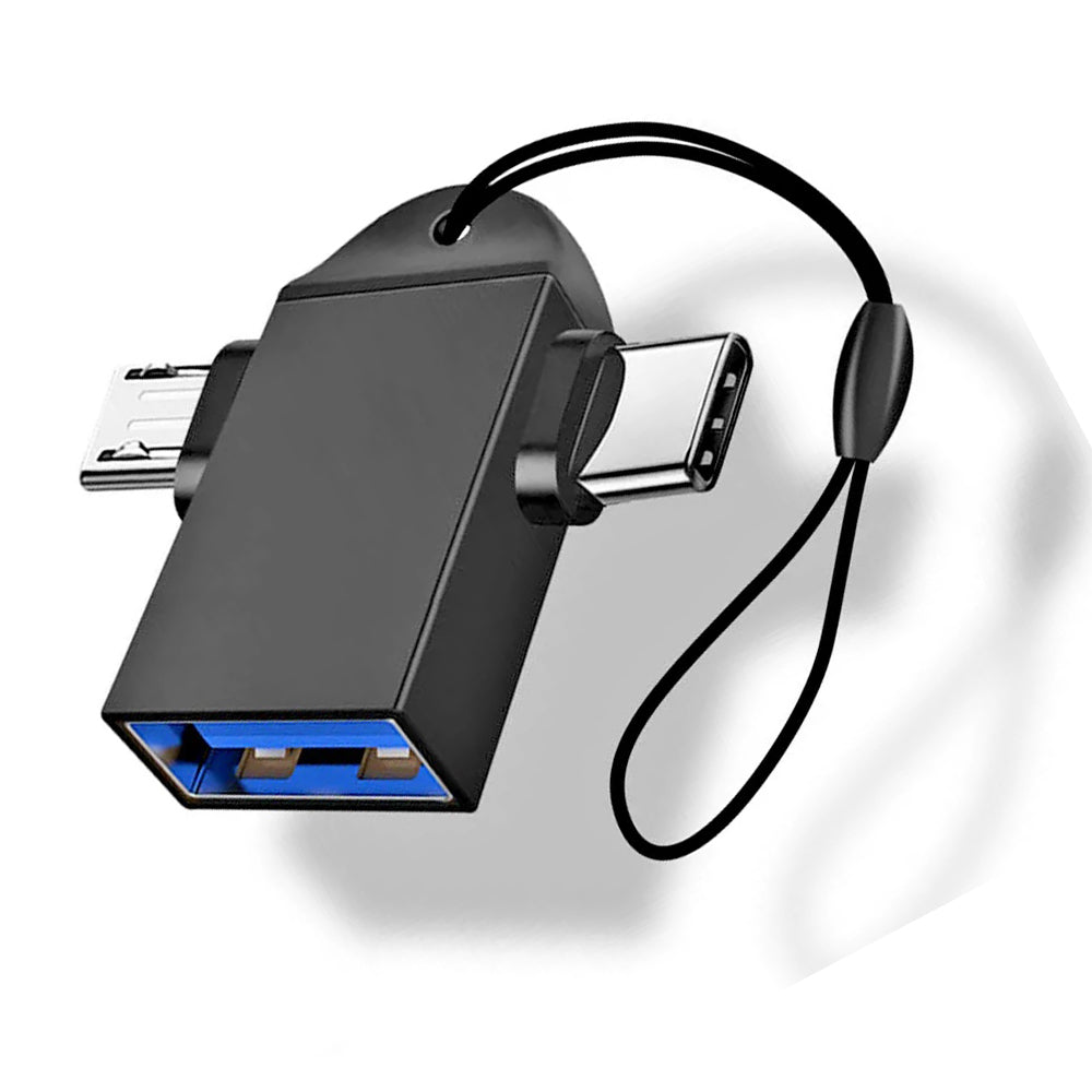 OTG Adapter microUSB / USB-C - USB-A Techsuit A16 TwoVoltX, Black