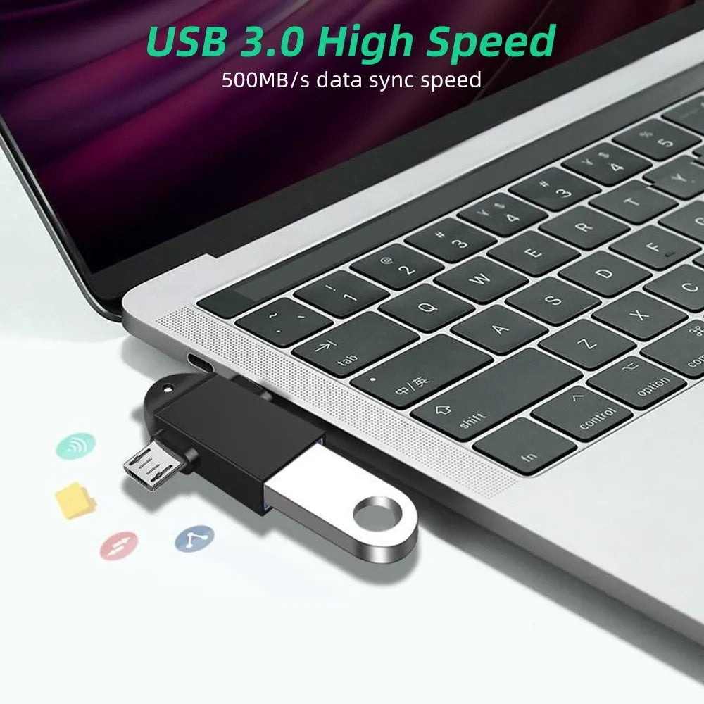 OTG Adapter microUSB / USB-C - USB-A Techsuit A16 TwoVoltX, Black