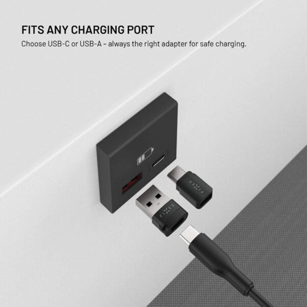 Fixed Data Lock USB Adapter, USB-A / USB-C, 2in1, Black