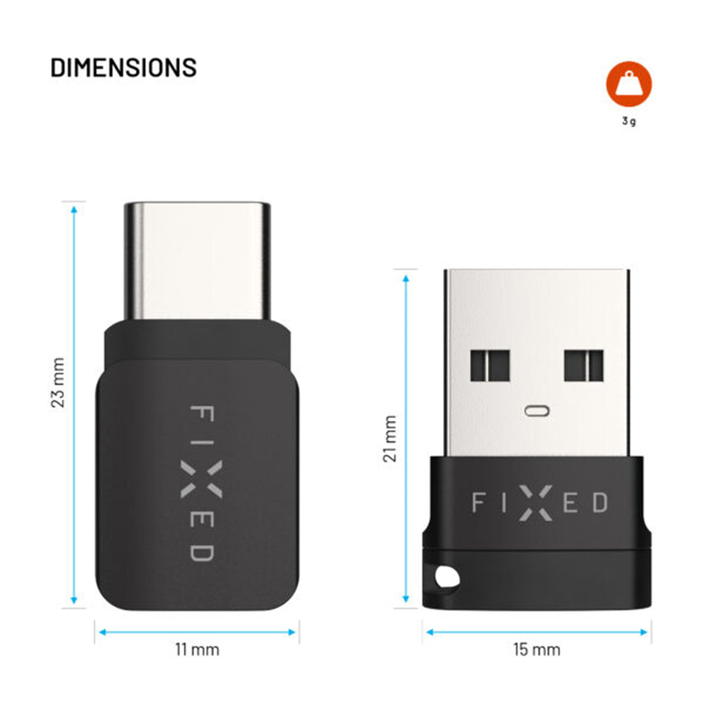 Fixed Data Lock USB Adapter, USB-A / USB-C, 2in1, Black