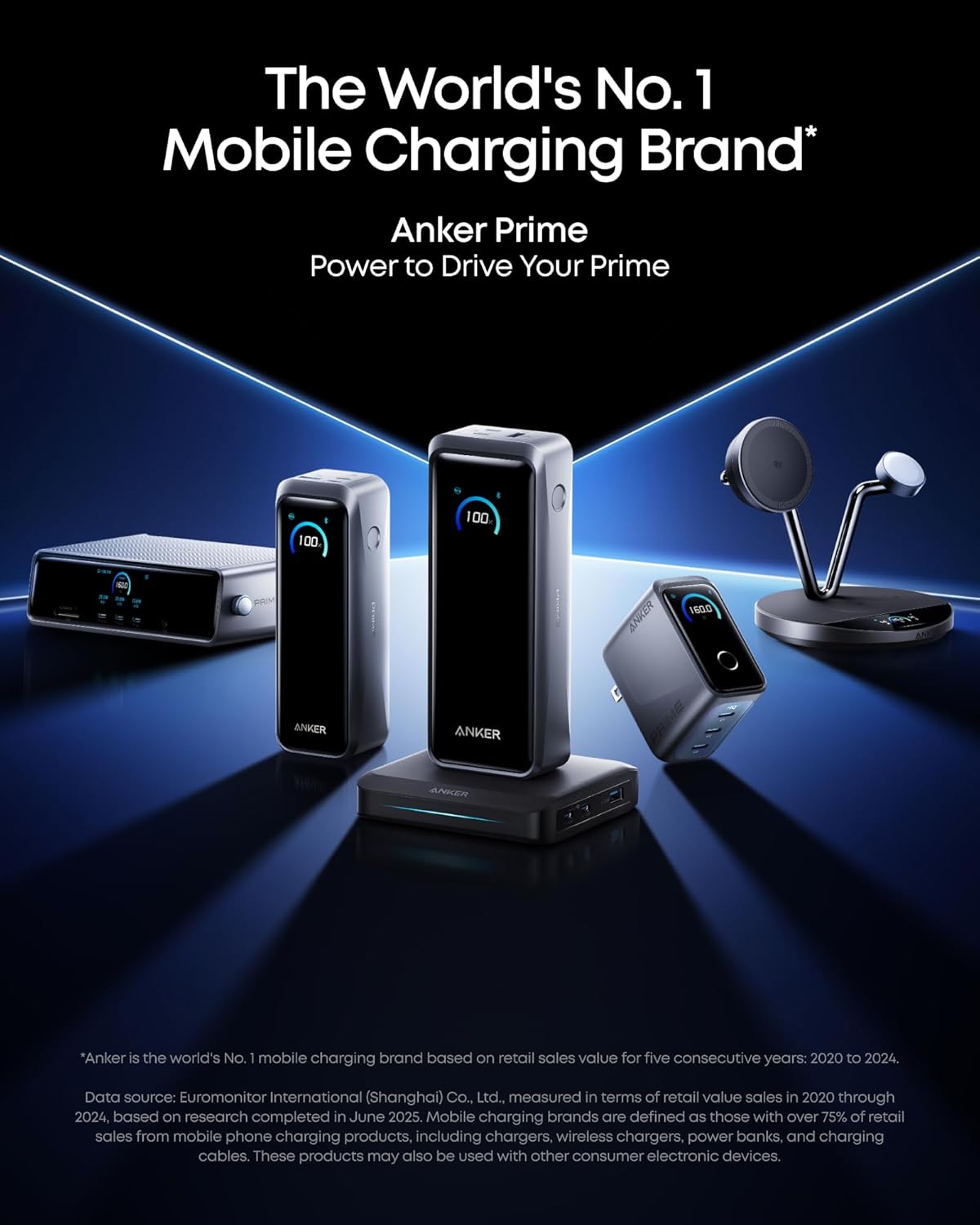Anker Prime External Battery, 26250mAh, 300W, QC + PD, 1 x USB-A - 2 x USB-C, Black A110AH11