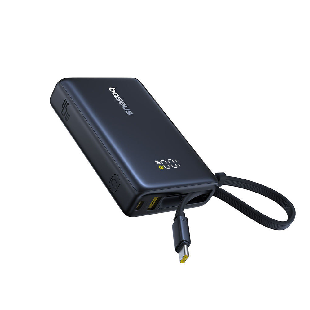 Baseus PicoGo External Battery, 10000mAh, 45W, QC + PD, 1 x USB-A - 2 x USB-C, Black P10076803123-00