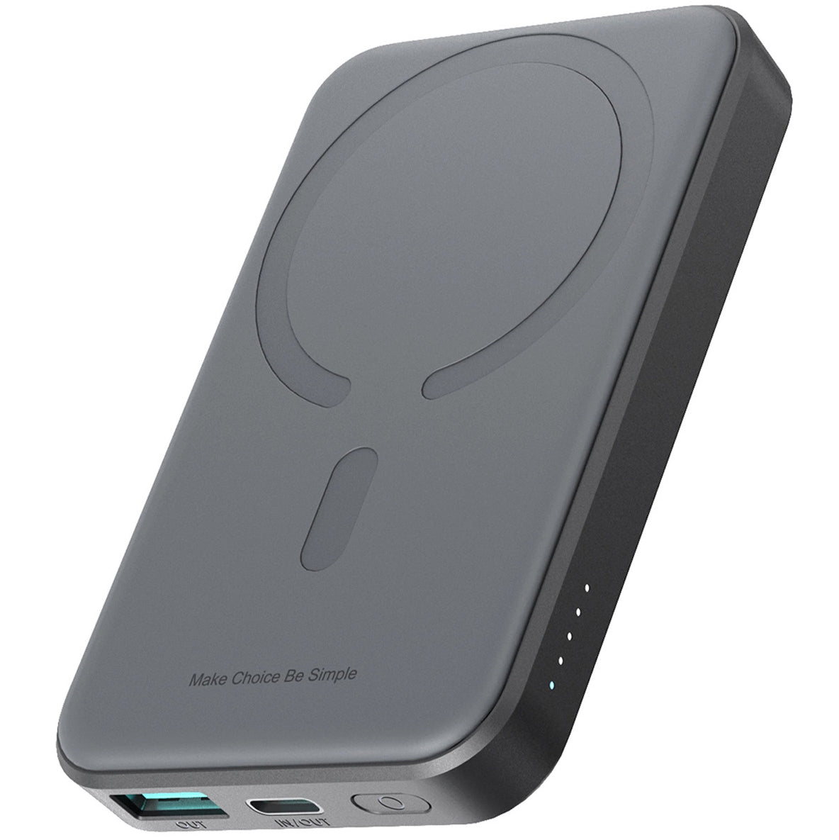Joyroom JR-W020 Mini Wireless External Battery, 5000mAh, 20W, QC + PD + FQI, 1 x QI - 1 x USB-A - 1 x USB-C, Black