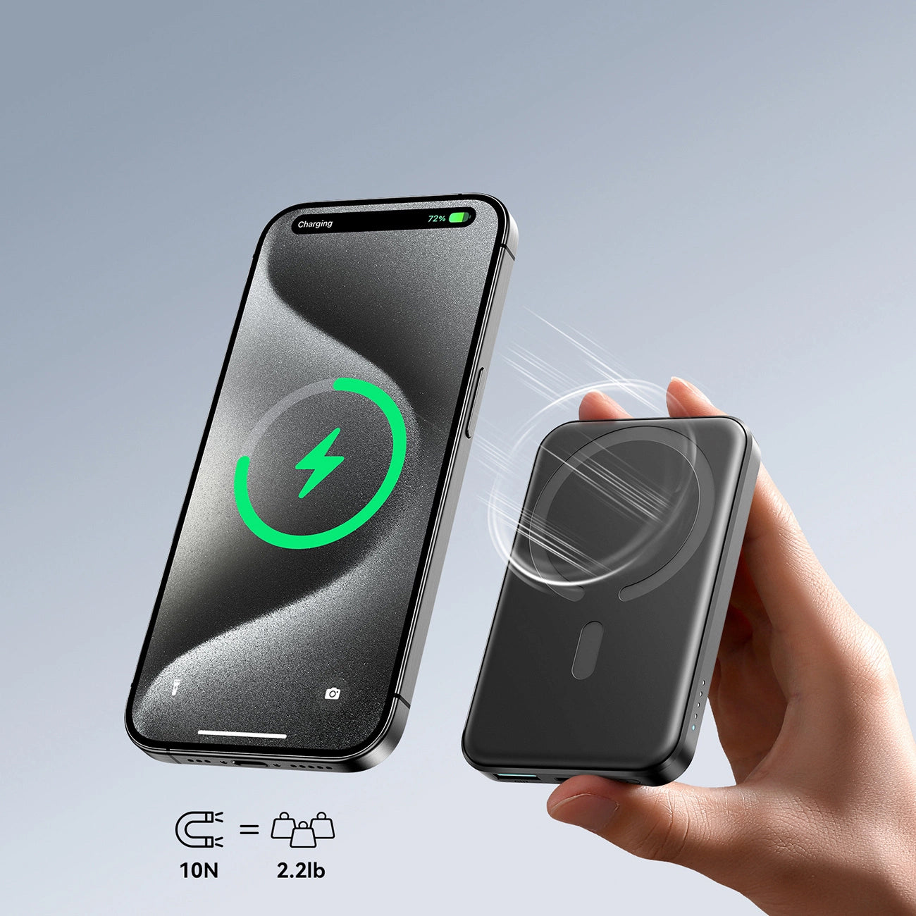 Joyroom JR-W020 Mini Wireless External Battery, 5000mAh, 20W, QC + PD + FQI, 1 x QI - 1 x USB-A - 1 x USB-C, Black