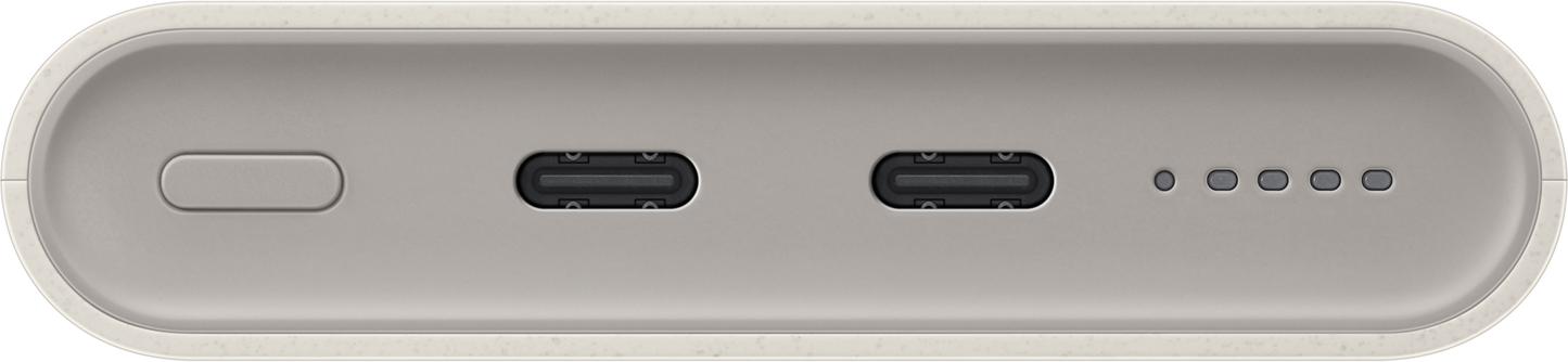 Samsung Wireless External Battery, 10000mAh, 25W, PD + FQI, 1 x QI - 2 x USB-C, Beige EB-U2510XUEGEU