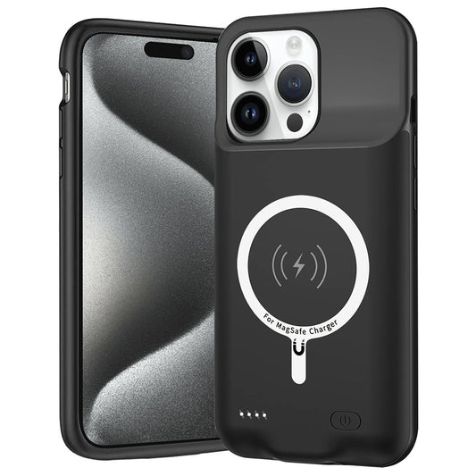 External Battery Case Wireless Techsuit Power Pro Battery for Apple iPhone 15 Pro, 7000mAh, Black
