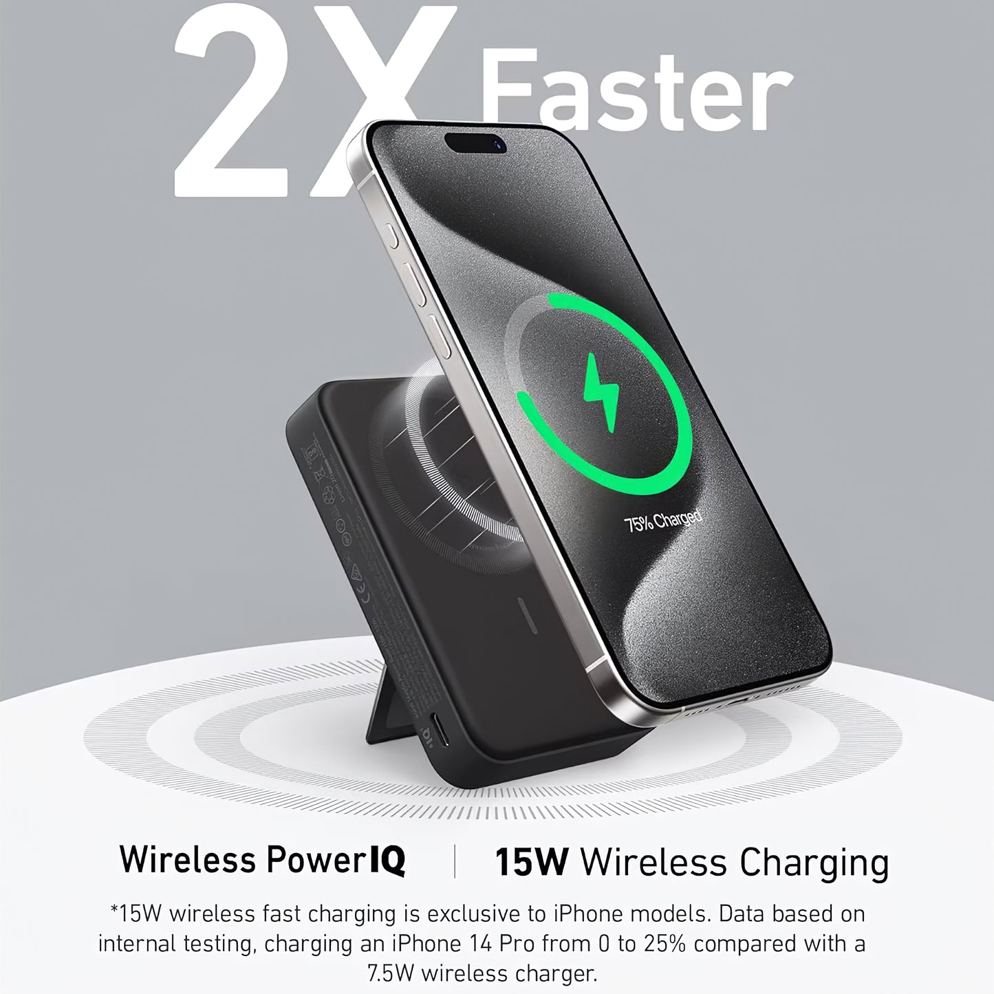 Anker MagGo Wireless External Battery, 10000mAh, 27W, PD + FQI, 1 x QI - 1 x USB-C, Black A1654G11 A1654G11