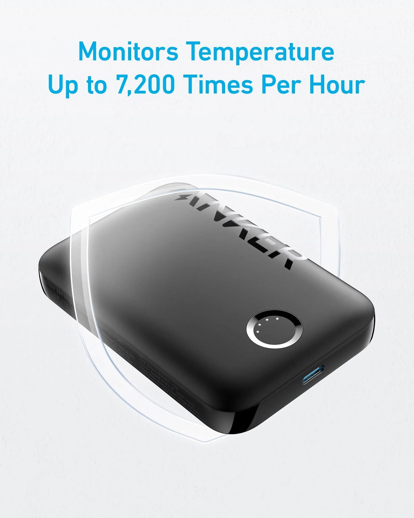 Anker 321 MagGo External Wireless Battery, 5000mAh, 7.5W, PD + FQI, 1 x QI - 1 x USB-C, Black A1616G11
