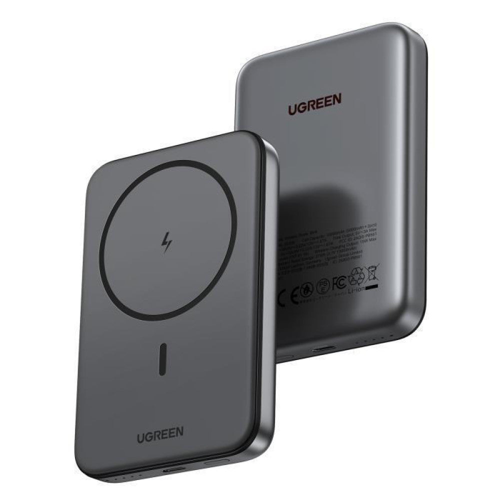 UGREEN PB561 Wireless External Battery, 10000mAh, 20W, PD + FQI, 1 x QI - 1 x USB-C, Black