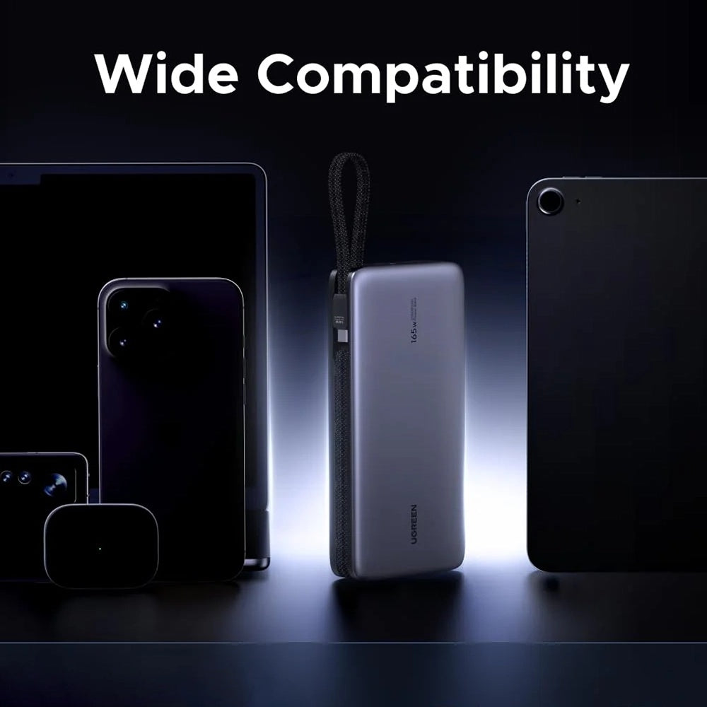 UGREEN PB726 External Battery (55995B), 25000mAh, 165W, QC + PD, 1 x USB-A - 3 x USB-C, Gray
