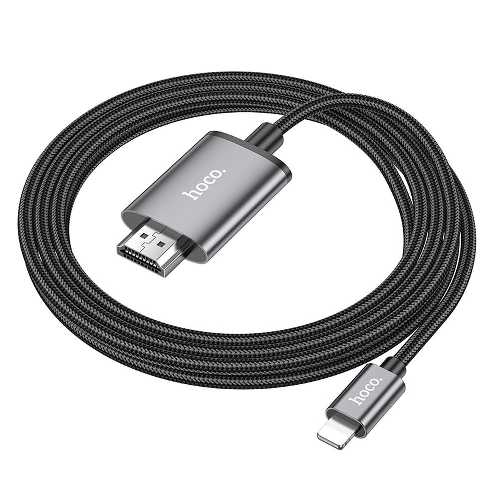 Lightning - HDMI Audio and Video Cable HOCO UA27, 2m, Gray
