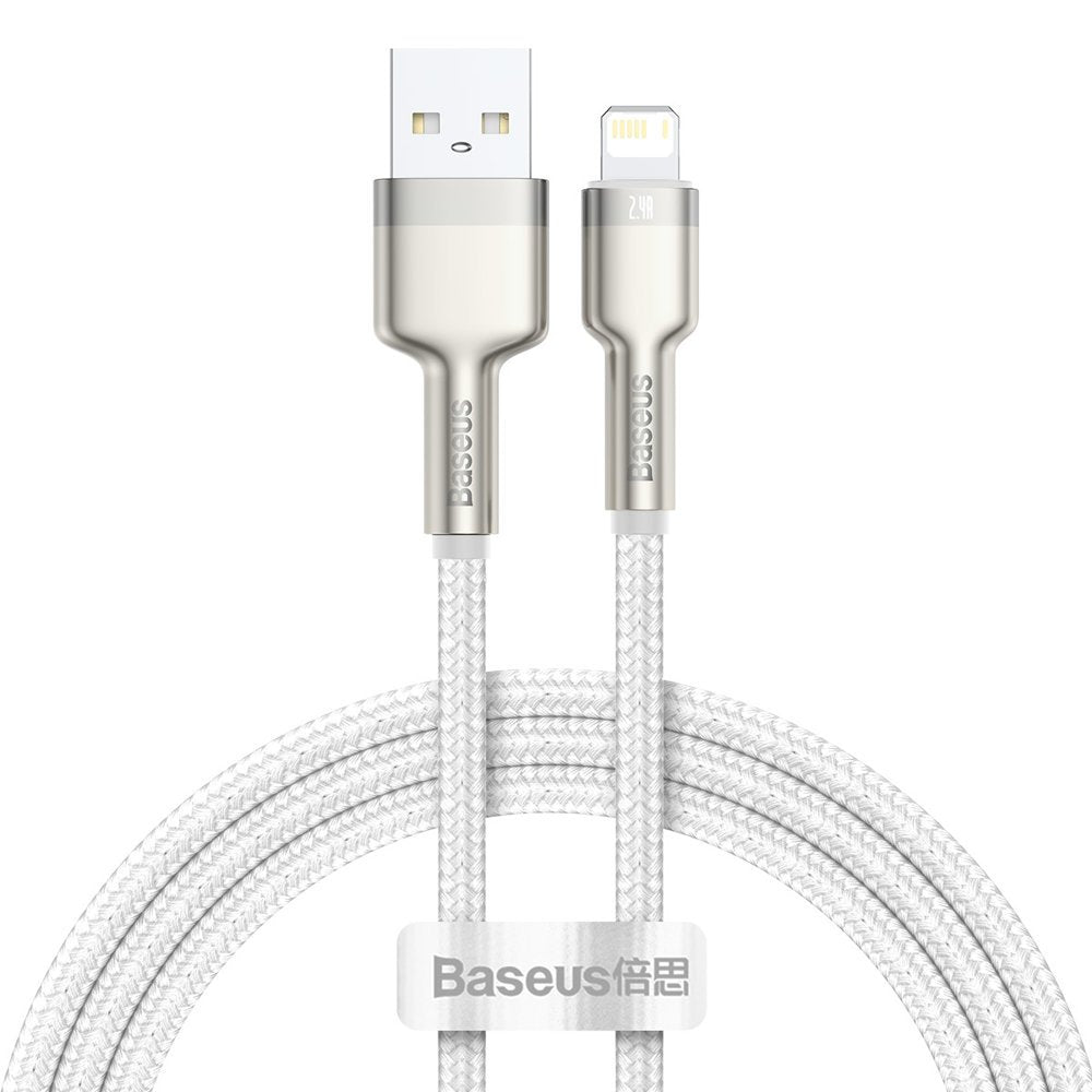 USB-A to Lightning Data and Charging Cable Baseus Cafule Metal Series, 18W, 1m, White CALJK-A02