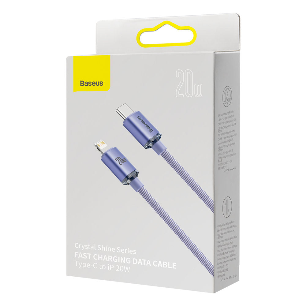 USB-C to Lightning Baseus Crystal Shine Series Data and Charging Cable, 20W, 2m, Purple CAJY000305