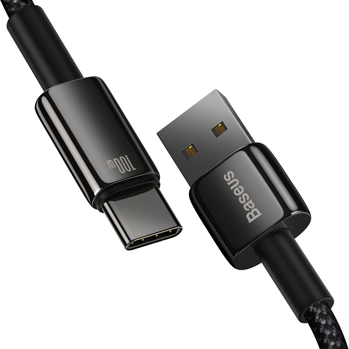 Data and Charging Cable USB-A - USB-C Baseus Tungsten Tungsten Gold, 100W, 2m, Black CAWJ00010101