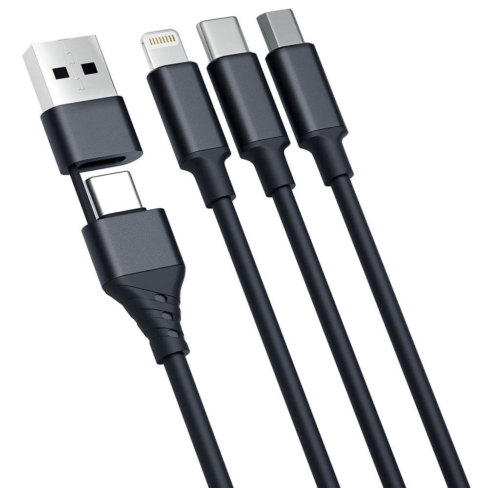 USB-A / USB-C Charging Cable - Lightning / microUSB / USB-C 3MK Hyper 3in1, 12W, 1.5m, Black