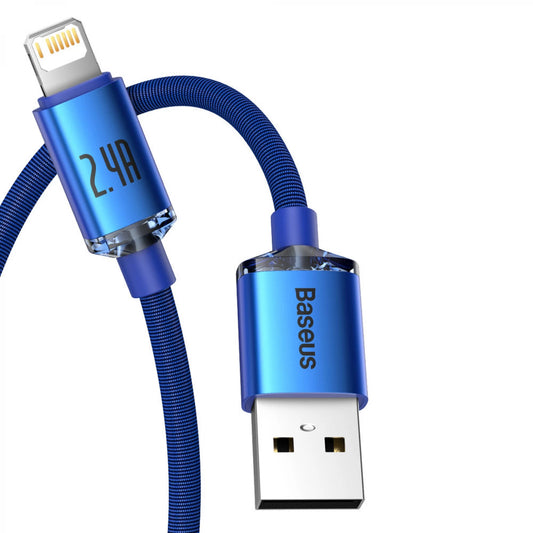 Baseus Crystal Shine Series USB-A - Lightning Data and Charging Cable, 18W, 2m, Blue CAJYY000103