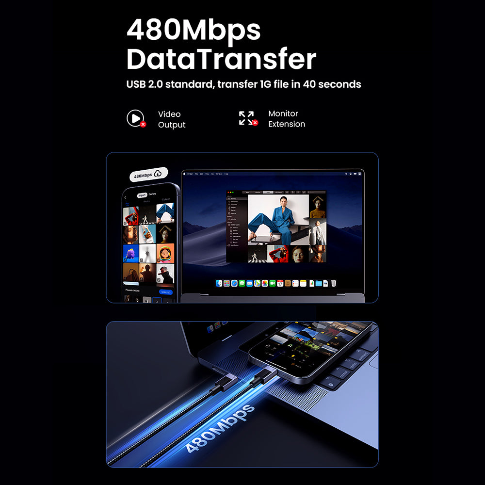 USB-C Data and Charging Cable - USB-C UGREEN L513, 240W, 2m, Black