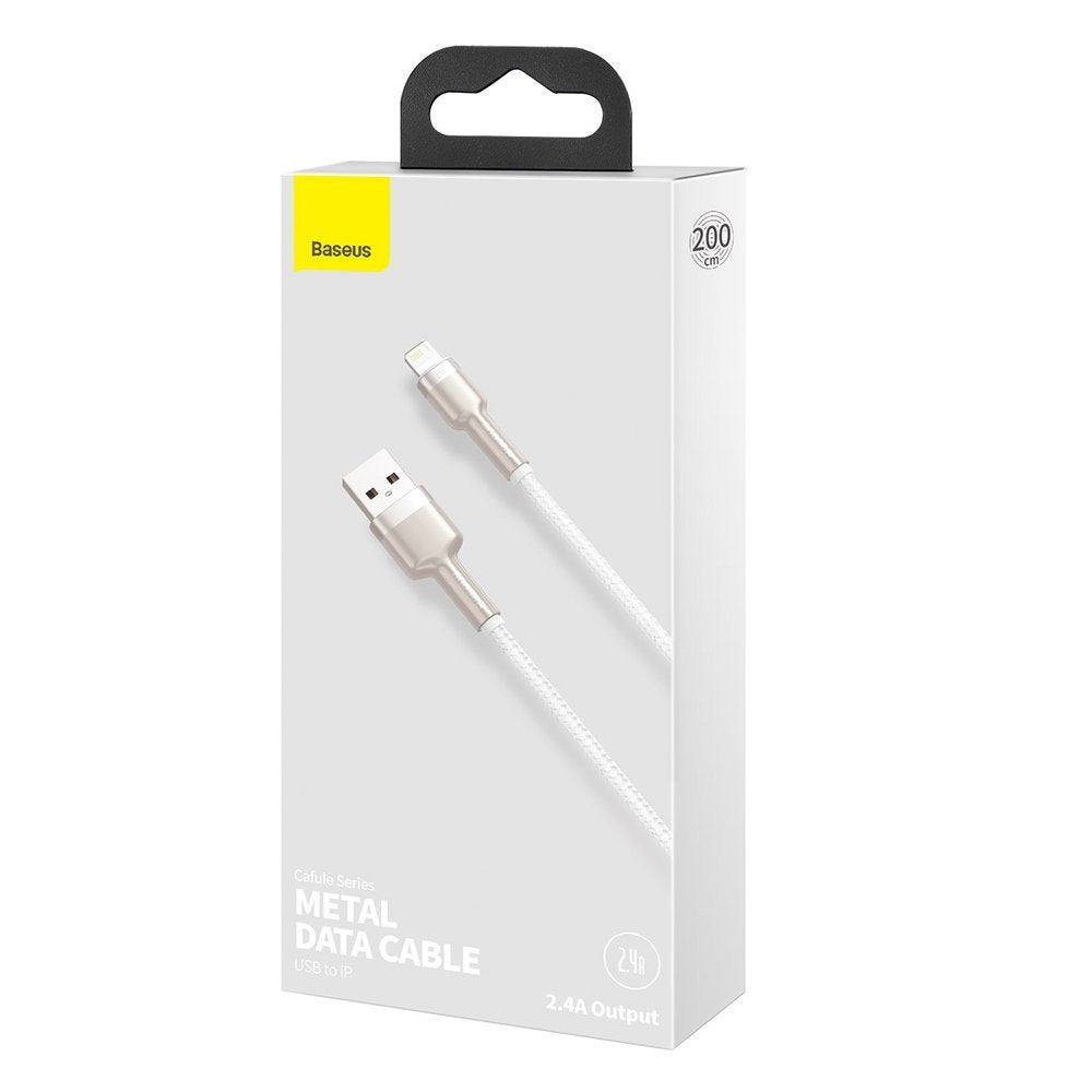 USB-A to Lightning Data and Charging Cable Baseus Cafule Metal Series, 18W, 1m, White CALJK-A02