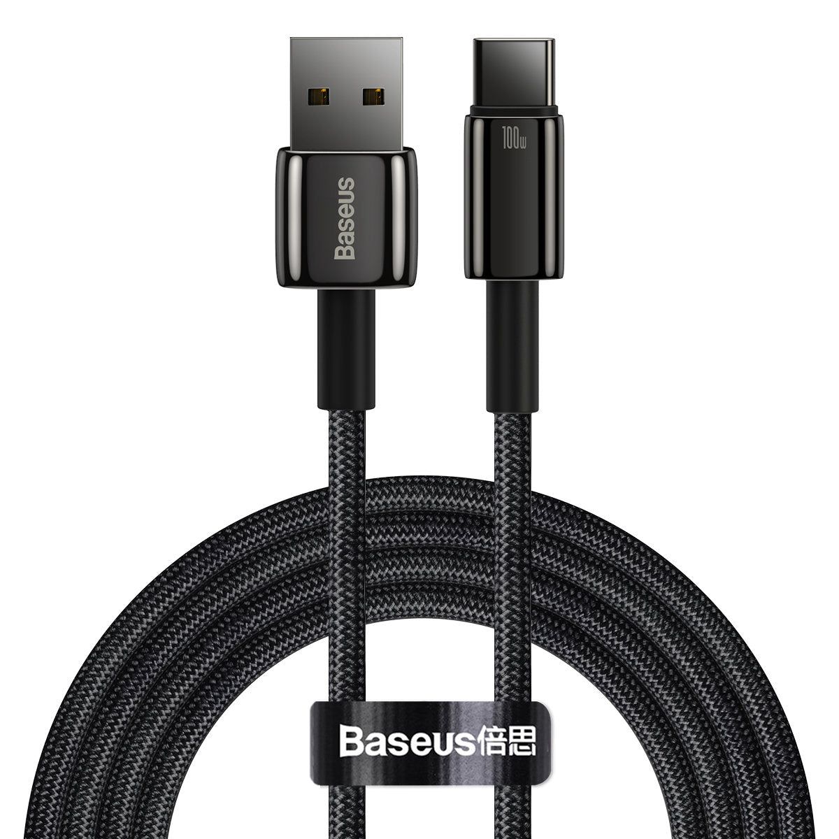 Data and Charging Cable USB-A - USB-C Baseus Tungsten Tungsten Gold, 100W, 2m, Black CAWJ00010101