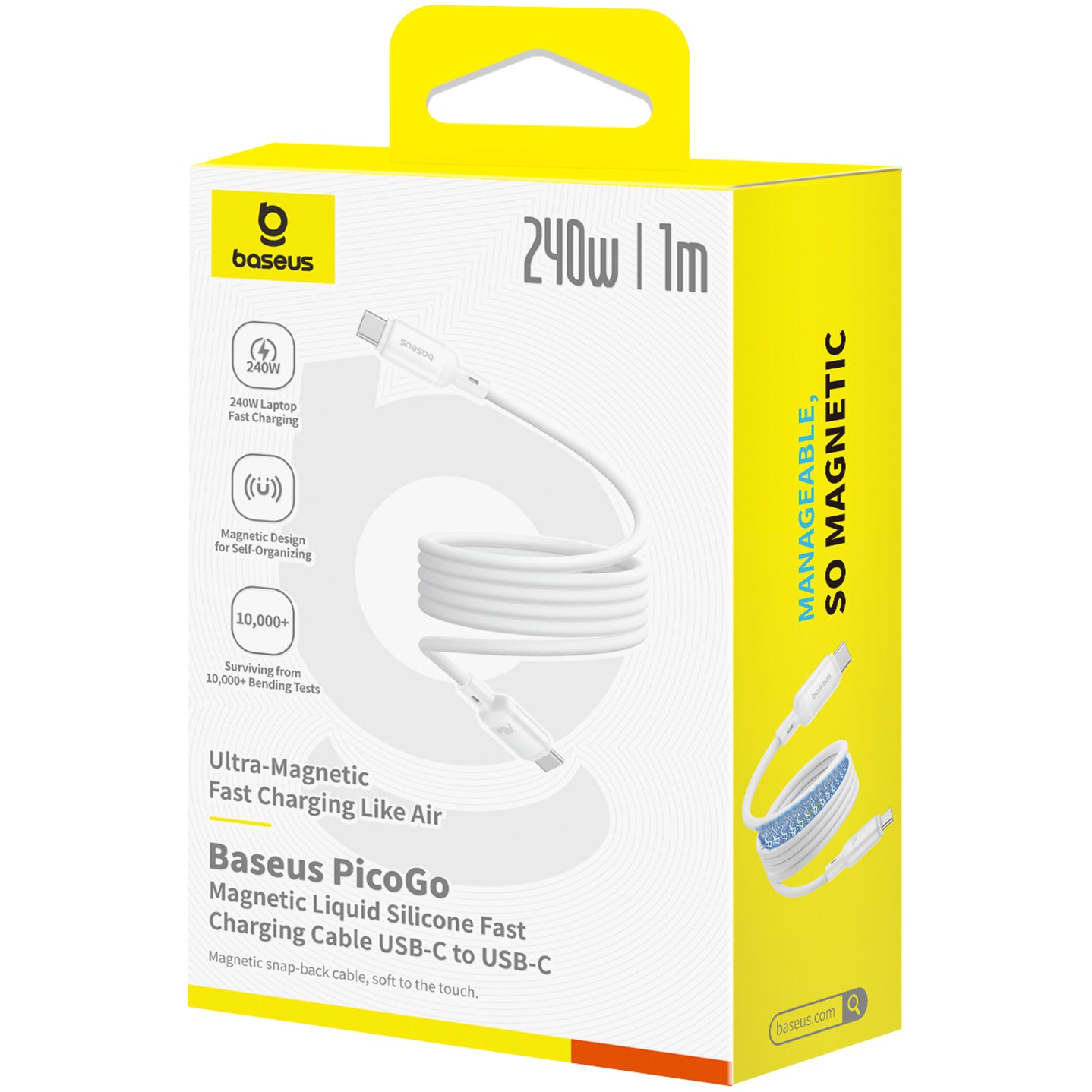 USB-C Data and Charging Cable - USB-C Baseus PicoGo, 240W, 1m, White P10376800211-00