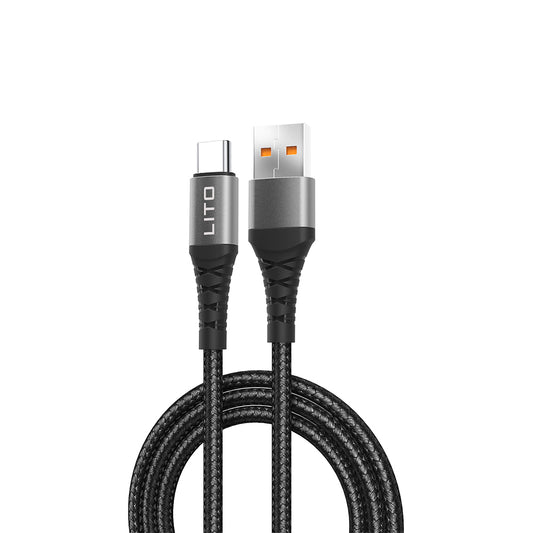USB-A to USB-C Data and Charging Cable Lito LD08T, 18W, 1m, Black