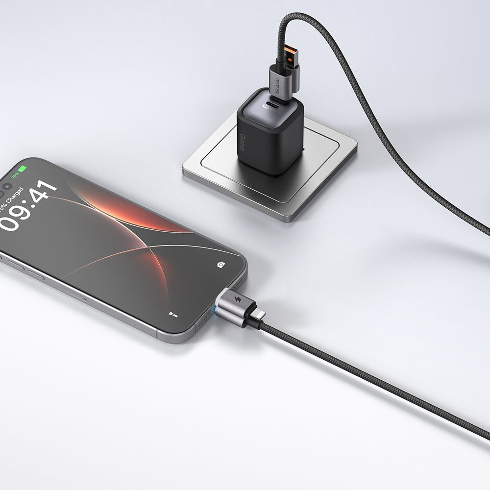 USB-A / USB-C Data and Charging Cable - USB-C / Lightning McDodo CA-6560, 60W, 1.2m, Black