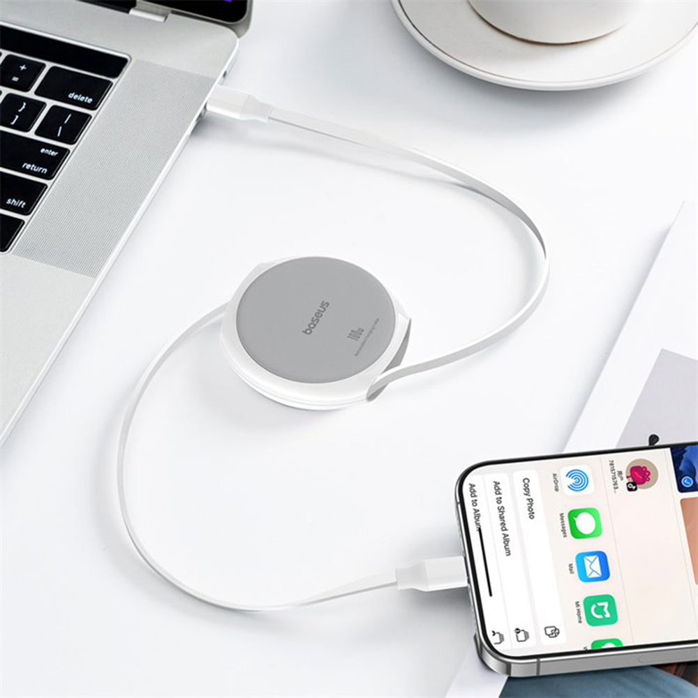 USB-C Data and Charging Cable - USB-C Baseus Pathfinder Retractable, 100W, 1m, White P10368400211-00