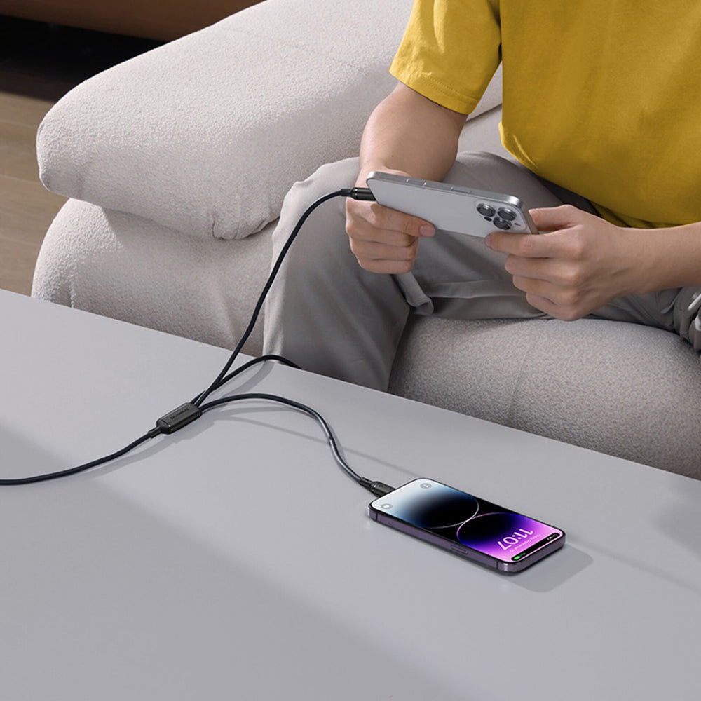 USB-A Charging Cable - Lightning / microUSB / USB-C Baseus Silky 3in1, 100W, 1.5m, Black P10377705123-00