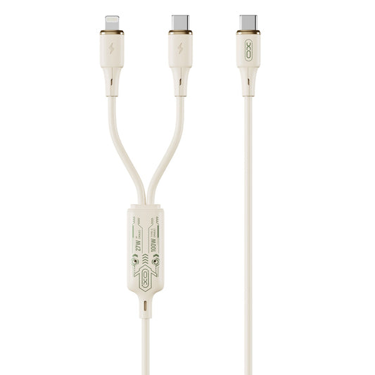 USB-C - Lightning / USB-C Charging Cable XO Design NB-Q262 2in1, 100W, 1.2m, Beige