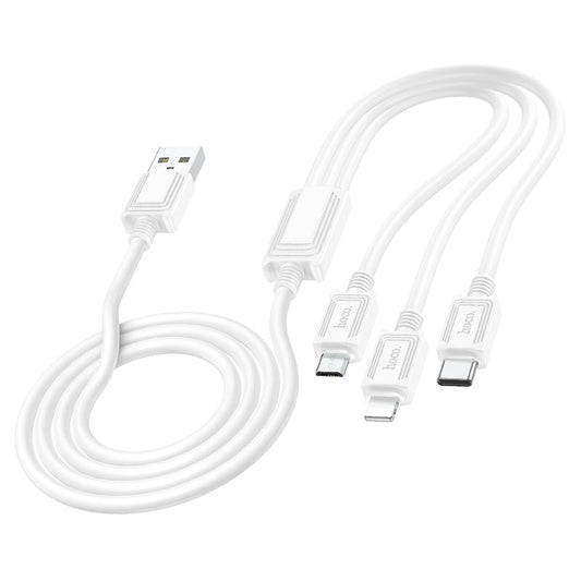 Charging Cable USB-A - Lightning / microUSB / USB-C HOCO X74 3in1, 18W, 1m, White