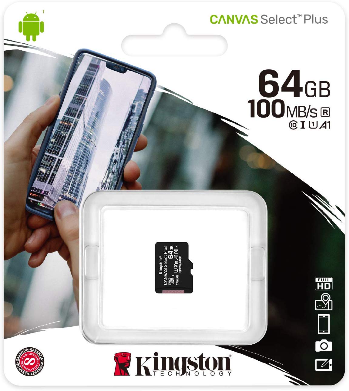 Kingston Canvas Select Plus Android A1 microSDXC Memory Card, 64GB, Class 10 / UHS-1 U1 SDCS2/64GBSP