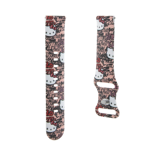 Hello Kitty Silicone Graffiti Tags Strap for Samsung Galaxy Watch / Huawei Watch Series, Pink