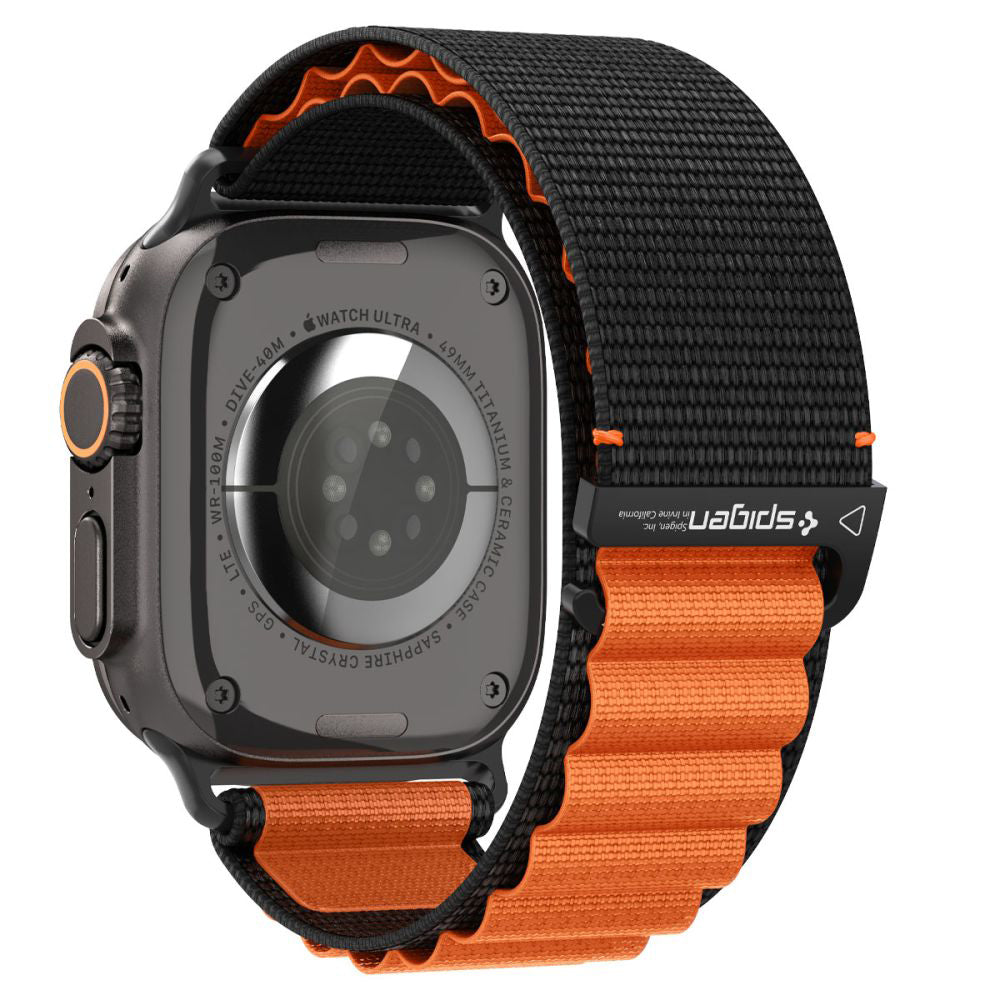Spigen WBF1 Strap for Apple Watch 49mm / 46mm / 45mm / 44mm Series, Black Orange AMP10145