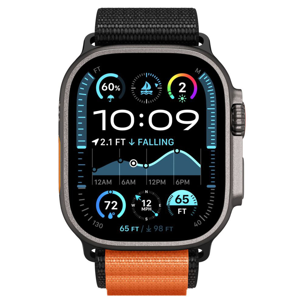 Spigen WBF1 Strap for Apple Watch 49mm / 46mm / 45mm / 44mm Series, Black Orange AMP10145
