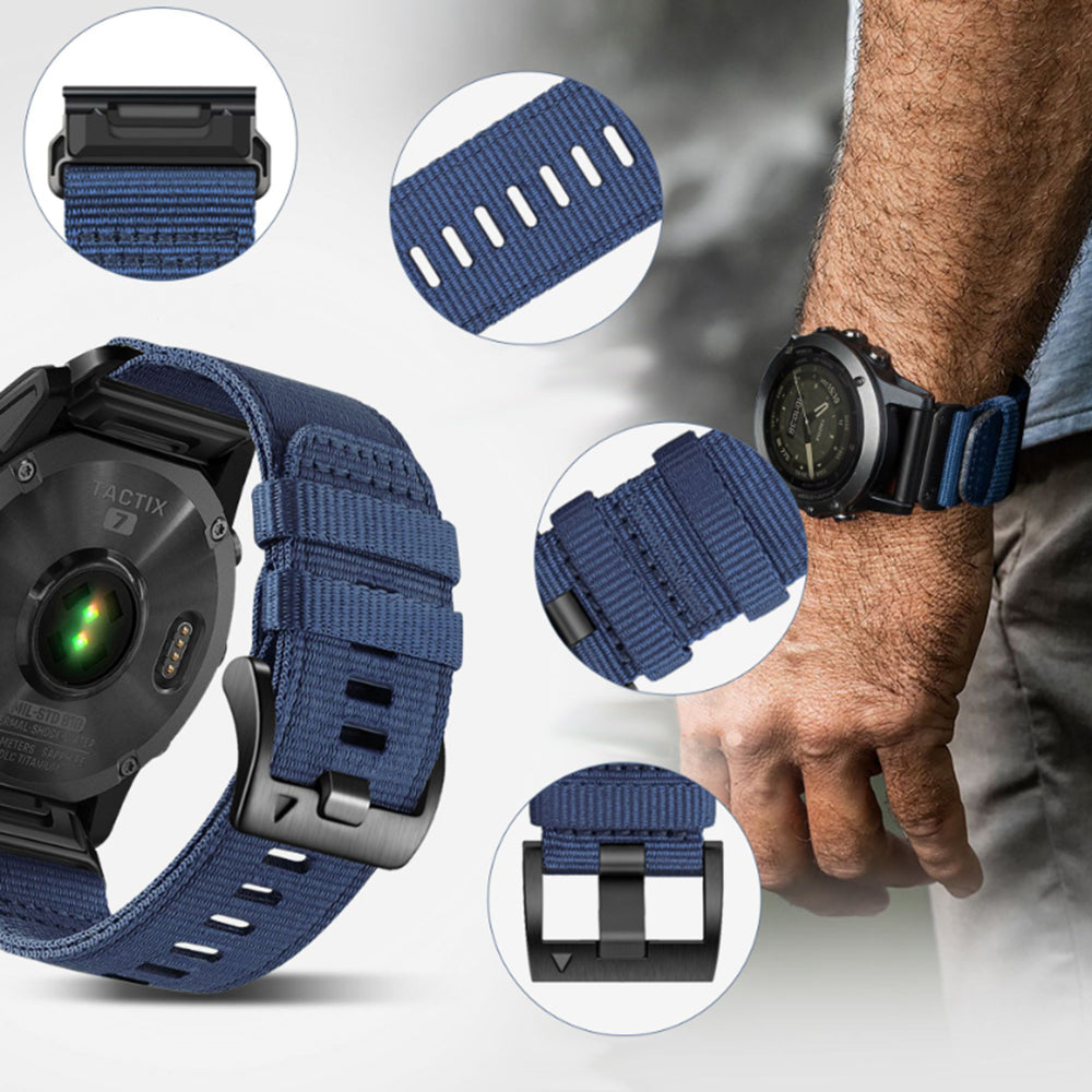 Techsuit W070 Strap for Garmin Watch Fenix / Forerunner / Approach Series, 22mm, Black