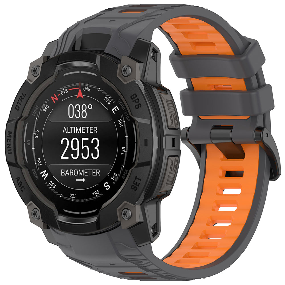 Techsuit W077 Strap for Garmin Instinct 3 45mm Solar / Instinct 3 45mm, Gray Orange