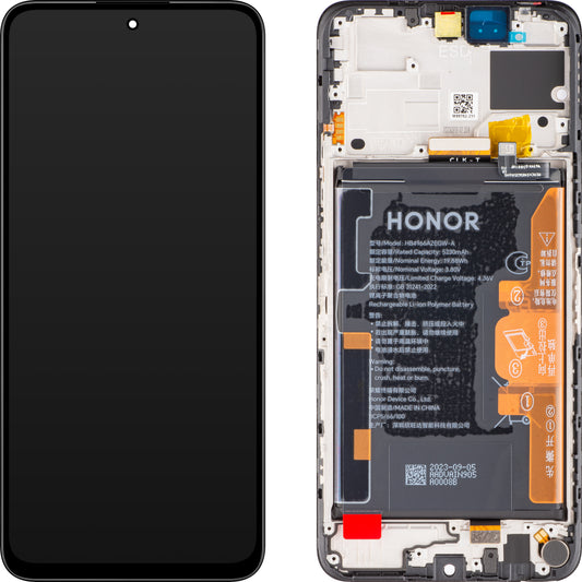 Touchscreen Display Honor 90 Smart / X7b 4G, with Frame and Battery, Midnight Black, Service Pack 0235AHDQ