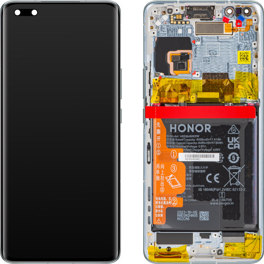 Display with Touchscreen Honor Magic4 Pro, with Frame and Battery, Turquoise, Service Pack 0235AGXC