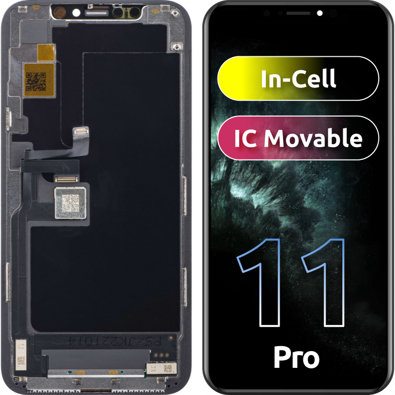 JK Touchscreen Display for Apple iPhone 11 Pro, with Frame, Movable IC In-Cell LCD Version, Black