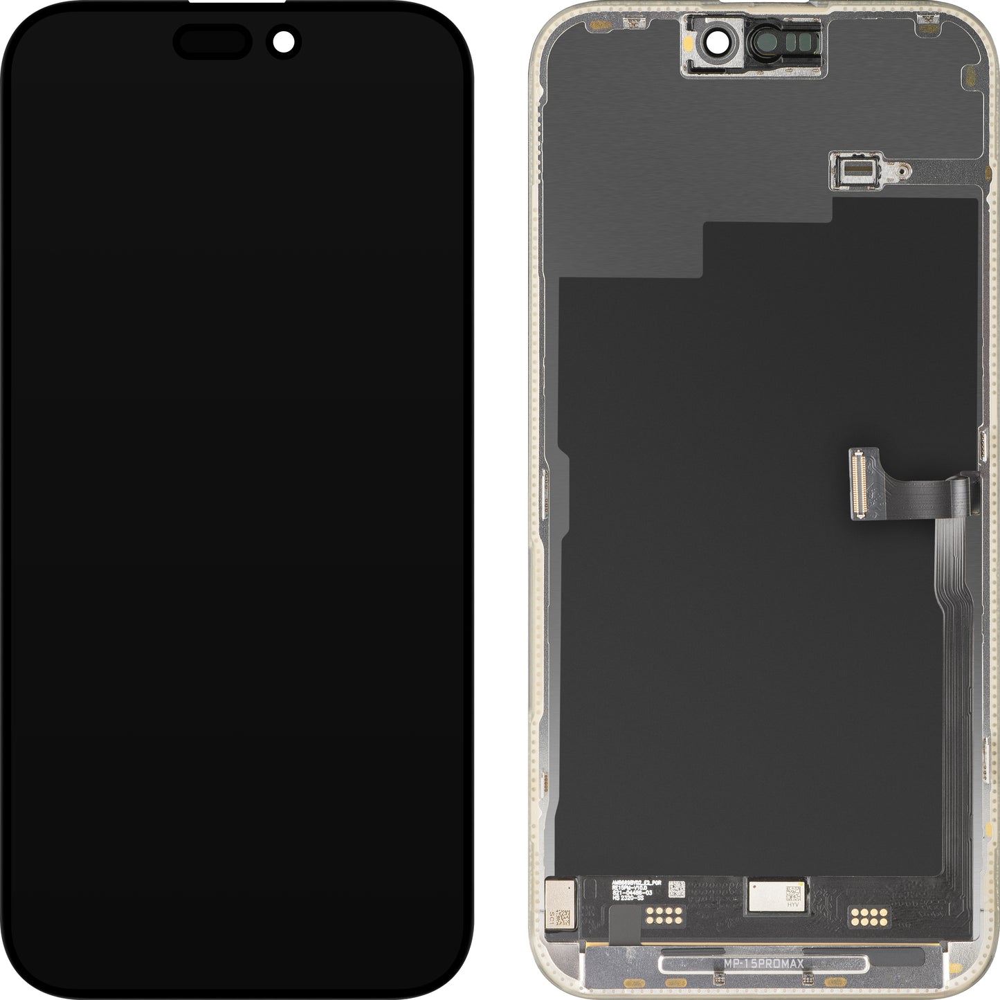 MP Touchscreen Display compatible with Apple iPhone 15 Pro Max, with Frame, Premium Soft OLED FHD 120Hz Diagnostic Version, Black