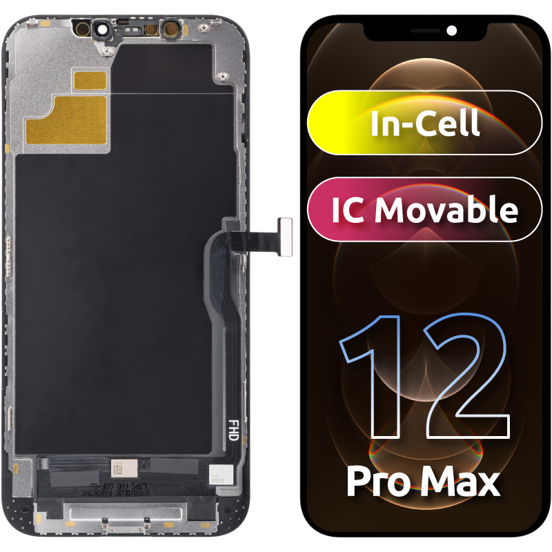 ZY Touchscreen Display for Apple iPhone 12 Pro Max, with Frame, In-Cell IC Movable LCD Version, Black