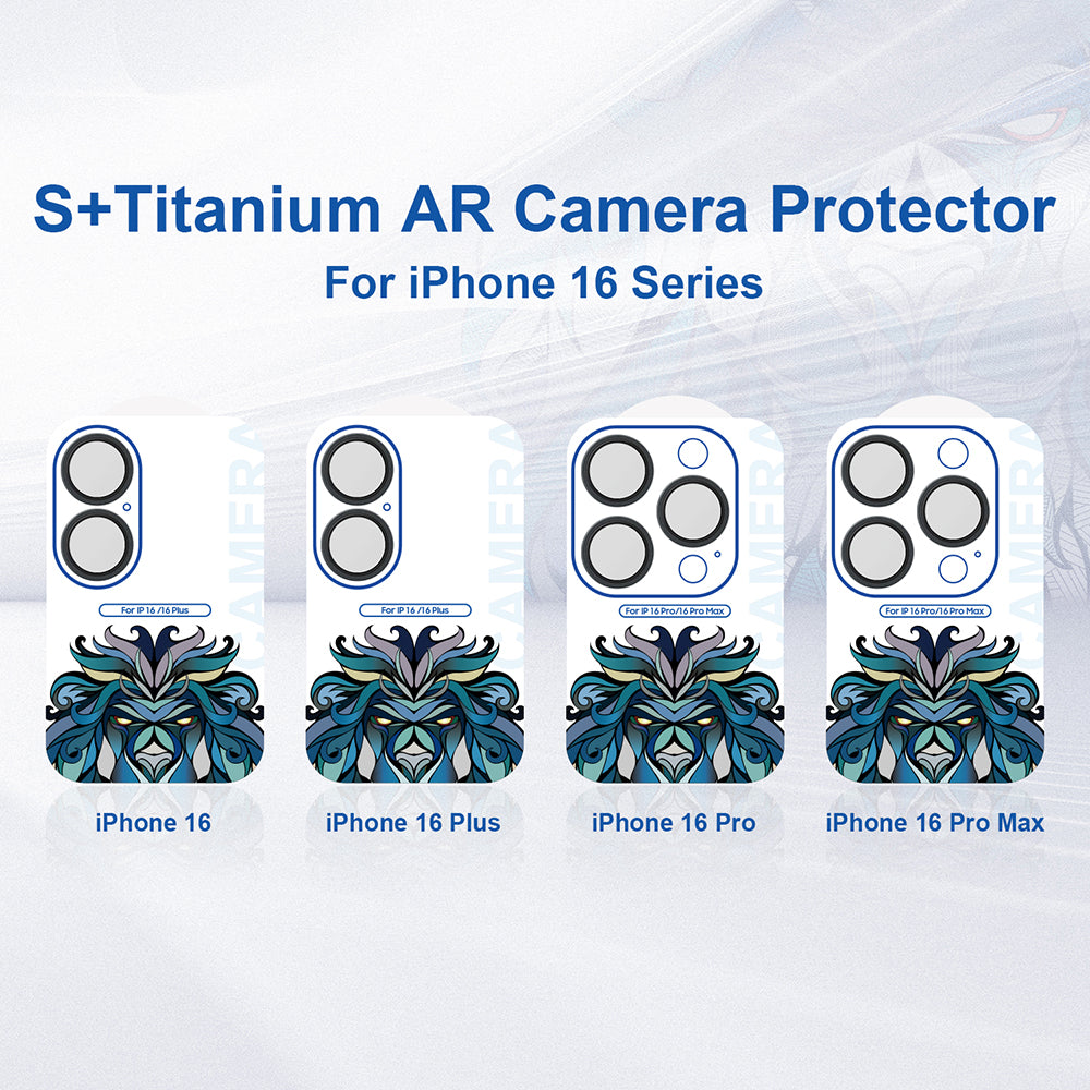 Lito S+ Rear Camera Protective Film for Apple iPhone 16 Pro Max / 16 Pro, Tempered Glass, Black