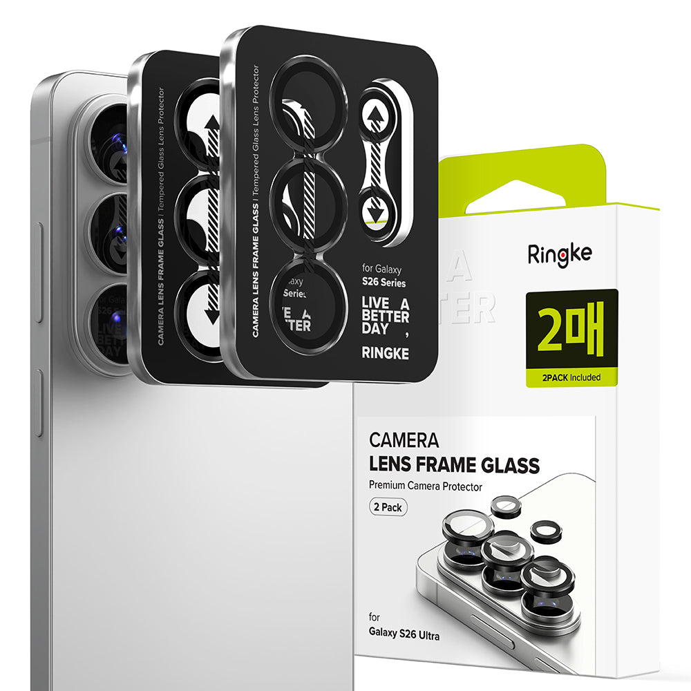 Ringke Rear Camera Protection Film for Samsung Galaxy S26 Ultra S948, Tempered Glass, Set of 2 pieces, Black